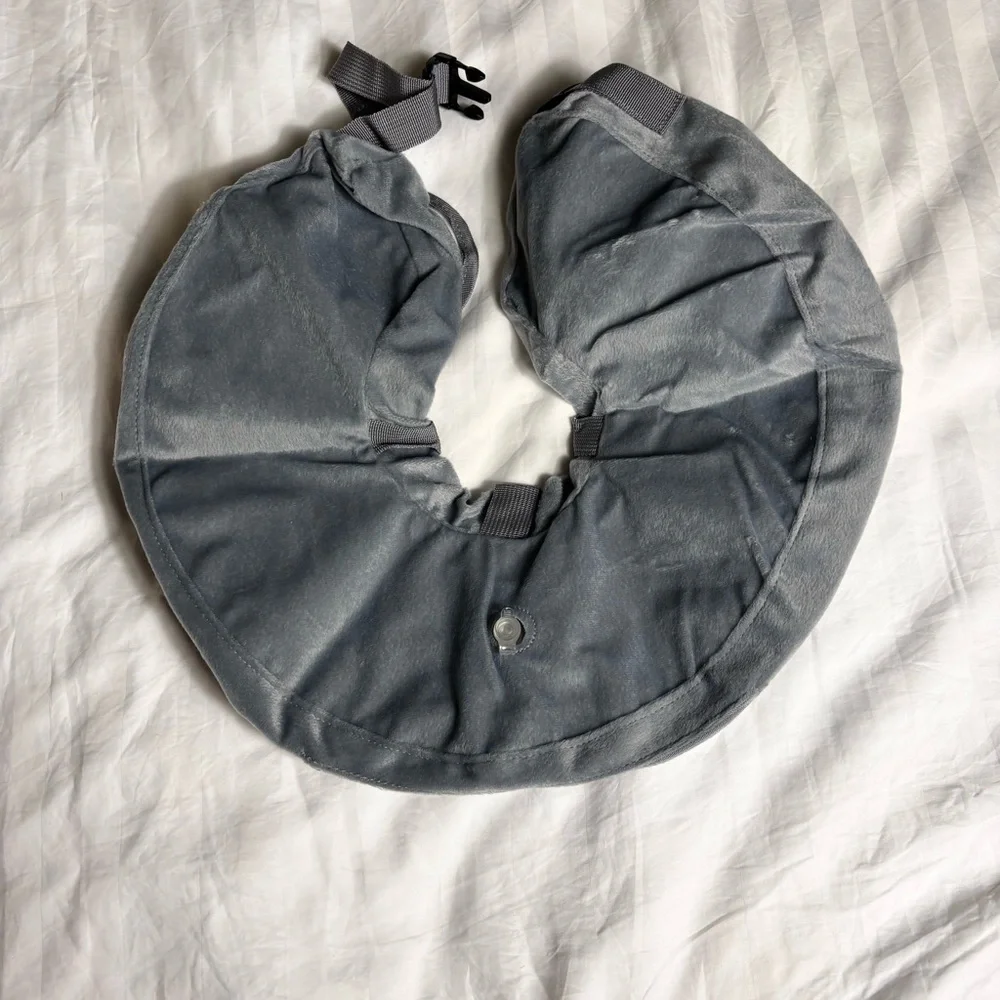 NWT Crazy Felix gray plush 2 in 1 inflatable dog cone collar size large